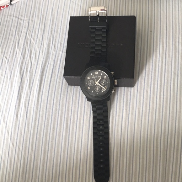 MK black silicone chronograph ladies watch - Picture 1 of 3